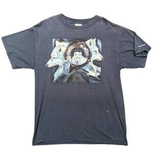 Vintage 90's Wolf Gate Reno Bergsma Graphic Gray T Shirt Size L Men